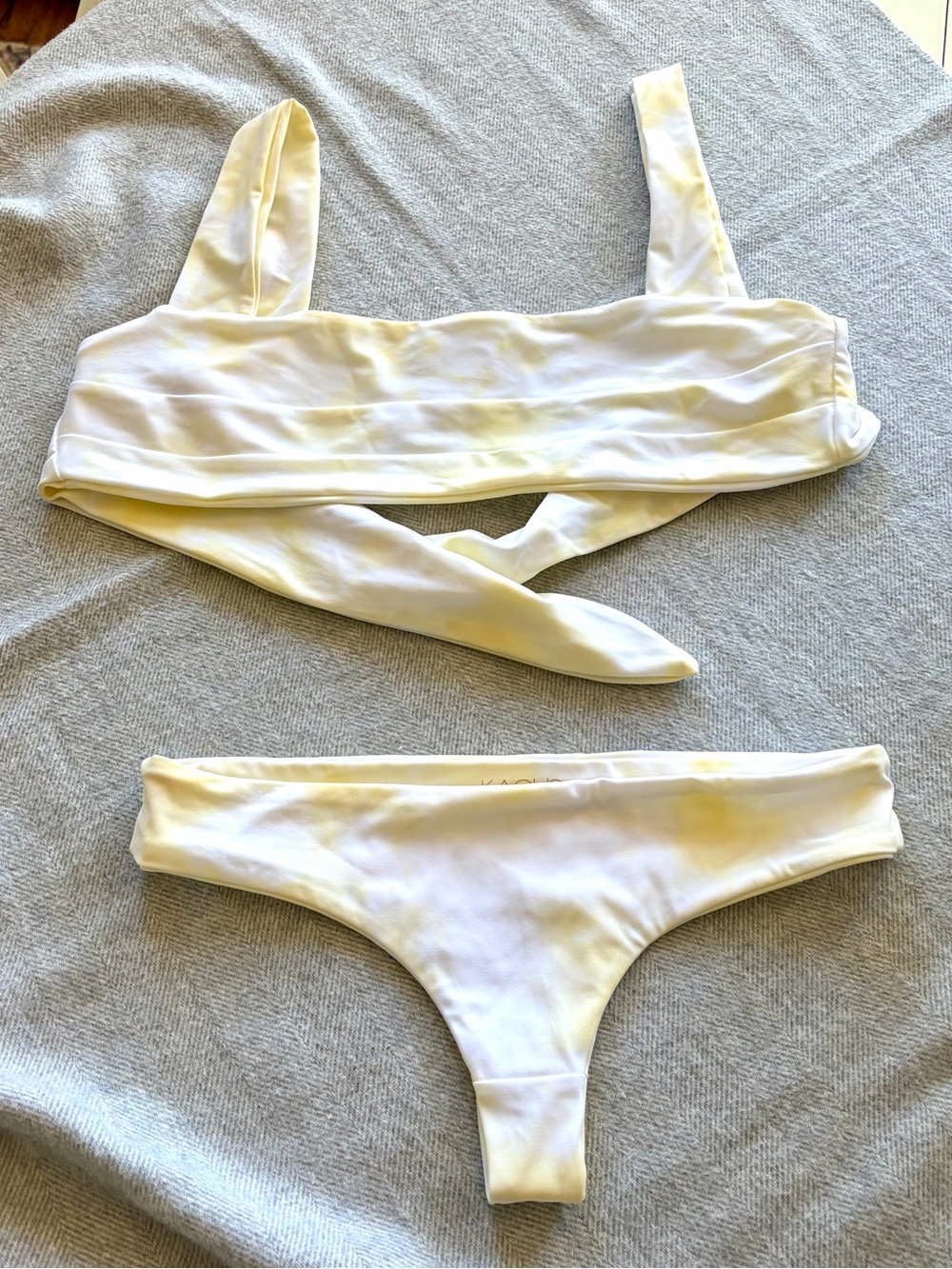 KAOHS Hampton Yellow Tye Dye Tie-Back Bikini Set - Top S / Bottom M